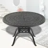 Streamdale Furniture Streamdale Ø47.24-inch Cast Aluminum Patio Dining Table With Black Frame And Umbrella Hole