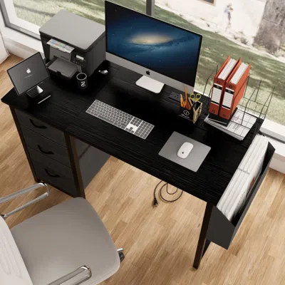 Streamdale Furniture Streamdale 47.3" Multipurpose Desk With Power Outlet And Drawers