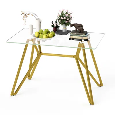 Streamdale Furniture Streamdale 47.3" Rectangular Glass Dining Table - Gold