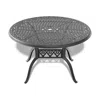 Streamdale Furniture Streamdale Ø35.43-inch Cast Aluminum Patio Dining Table With Black Frame And Umbrella Hole