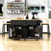 Streamdale Furniture Streamdale 48" Kitchen Island W/ Stools, Power, Storage, Drop Leaf