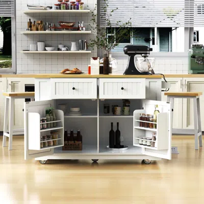 Streamdale Furniture Streamdale 48" Kitchen Island W/ Stools, Power, Storage, Drop Leaf