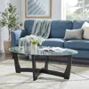 Streamdale Furniture Streamdale 48" Oval Glass Coffee Table - Black Round Center Table In Black