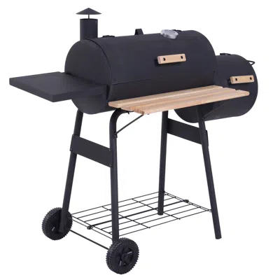 Streamdale Furniture Streamdale 48" Steel Portable Backyard Charcoal Bbq Grill And Offset Smoker Combo With Wheels