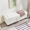 Streamdale Furniture Streamdale 48" Storage Ottoman Bench - Tufted Faux Leather - Ivory White In White