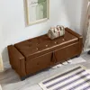 Streamdale Furniture Streamdale 48" Storage Ottoman Bench - Tufted Faux Leather Brown In Brown