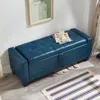 Streamdale Furniture Streamdale 48" Storage Ottoman Bench - Tufted Faux Leather Pu Blue In Blue
