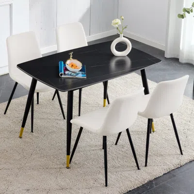 Streamdale Furniture Streamdale 48.4" Dining Table And 4 Pu Chairs