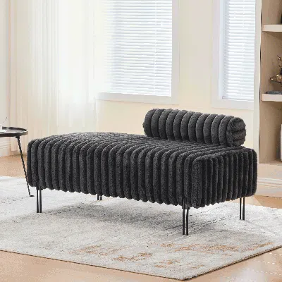 Streamdale Furniture Streamdale 49.6" Mini Loveseat, Metal Legs, Adjustable Back, Charcoal In Gray