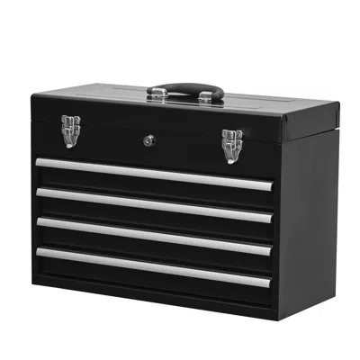 Streamdale Furniture Streamdale 4-drawer Portable Metal Tool Chest And Box With Lock - Black