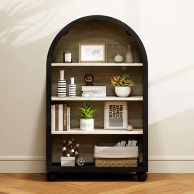 Streamdale Furniture Streamdale 4-tier Arched Storage Cabinet With Black Metal Frame