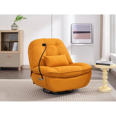 Streamdale Furniture Streamdale 5-in-1 Orange Power Recliner With Music Player And Charger