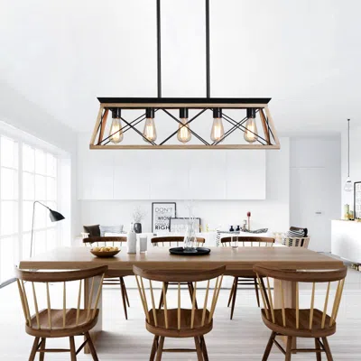 Streamdale Furniture Streamdale 5-light Farmhouse Chandeliers For Dining Room Oak(no Bulbs)