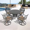 Streamdale Furniture Streamdale 5-pc Cast Aluminum Dining Set, 4 Swivel Chairs, 39" Round Table, Black Frame