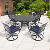 Streamdale Furniture Streamdale 5-piece Set Of All-weather Cast Aluminum Dining Furniture Set With Black Frame