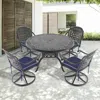 Streamdale Furniture Streamdale 7-pc Cast Aluminum Dining Set, 6 Swivel Chairs, 47" Round Table, Black Frame
