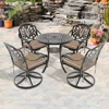 Streamdale Furniture Streamdale 5-pc Cast Aluminum Dining Set, 4 Swivel Chairs & 31" Round Table