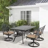 Streamdale Furniture Streamdale 5-pc Cast Aluminum Dining Set, 4 Swivel Chairs & Rectangular Table, Black Frame