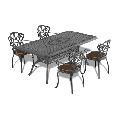 Streamdale Furniture Streamdale 5-pc Cast Aluminum Patio Set, Black Frame, Random Cushions