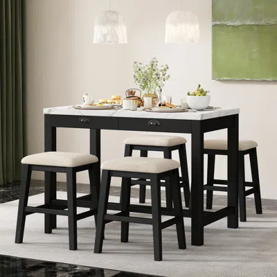Streamdale Furniture Streamdale 5-piece Bar Table Set With Storage And Padded Stools