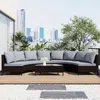 Streamdale Furniture Streamdale 5-piece Brown Wicker Patio Half-moon Sofa Set With Gray Cushions