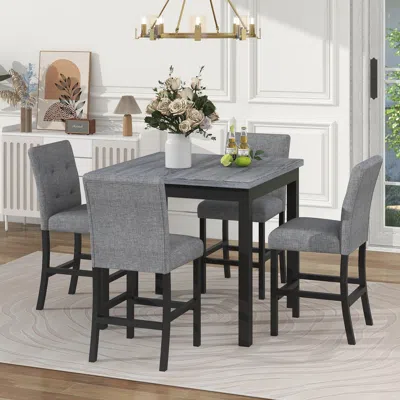 Streamdale Furniture Streamdale 5-piece Counter Height Dining Set Wood Square Dining Room Table