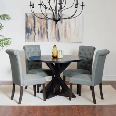 Streamdale Furniture Streamdale 5-piece Dining Set, Cross-buck Dining Table With 4 Stylish Chairs