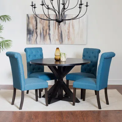 Streamdale Furniture Streamdale 5-piece Dining Set, Cross-buck Dining Table With 4 Stylish Chairs
