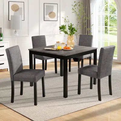 Streamdale Furniture Streamdale 5-piece Dining Set For 4 - Light Grey & Black