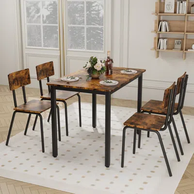 Streamdale Furniture Streamdale 5-piece Dining Set For 4 Kitchen Table & Chairs, Metal & Mdf