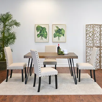 Streamdale Furniture Streamdale 5-piece Dining Set, Hairpin Dining Table With 4 Chairs, 3 Color Options