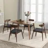 Streamdale Furniture Streamdale 5-piece Dining Set, Rubberwood, Cushioned Chairs, Walnut/charcoal