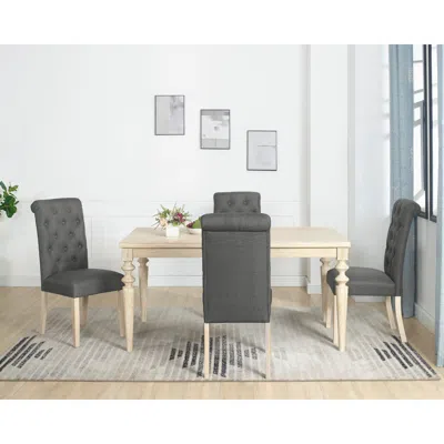 Streamdale Furniture Streamdale 5-piece Dining Set, Turned-leg Dining Table With 4 Tufted Chairs
