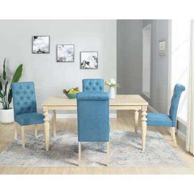 Streamdale Furniture Streamdale 5-piece Dining Set, Turned-leg Dining Table With 4 Tufted Chairs