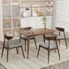 Streamdale Furniture Streamdale 5-piece Dining Set: Walnut Table & Light Gray Cushioned Chairs In Brown