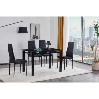 Streamdale Furniture Streamdale 5-piece Dining Table Set, Dining Table And Chair In Black