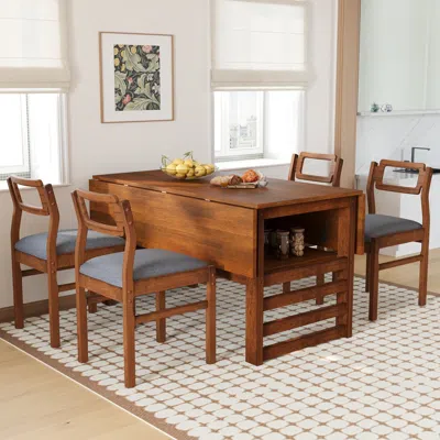 Streamdale Furniture Streamdale 5-piece Extendable Dining Set With Storage & Upholstered Chairs
