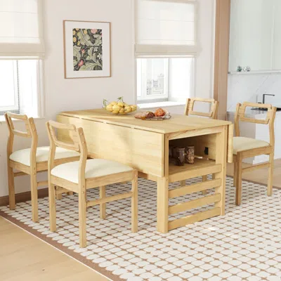 Streamdale Furniture Streamdale 5-piece Extendable Dining Set With Storage & Upholstered Chairs