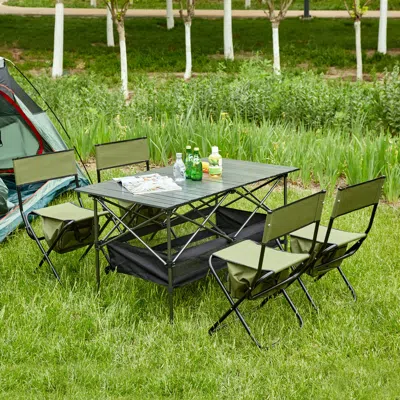 Streamdale Furniture Streamdale 5-piece Folding Table And Chairs Set For Outdoor Use