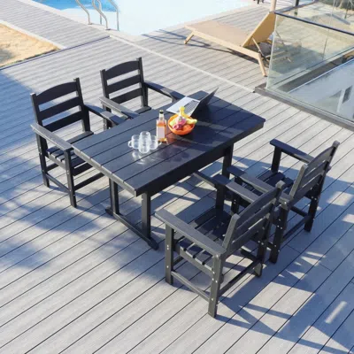 Streamdale Furniture Streamdale 5-piece Hdpe Patio Dining Set (black), Table & 4 Chairs, 51" Table