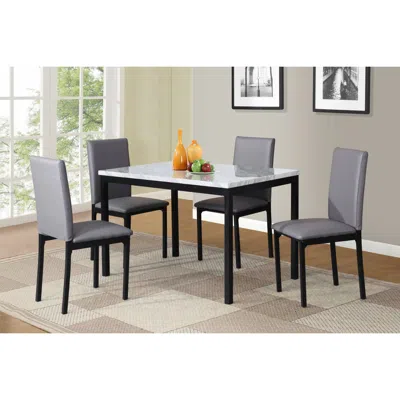 Streamdale Furniture Streamdale 5-piece Metal Dinette Set - Faux Marble Top, Gray Chairs