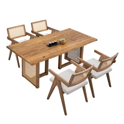 Streamdale Furniture Streamdale 5-piece Modern Dining Set Rattan Table, 70 Inch