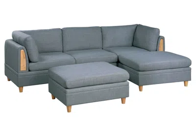 Streamdale Furniture Streamdale 5 Piece Modular Sectional Set With Ottomans In Blue