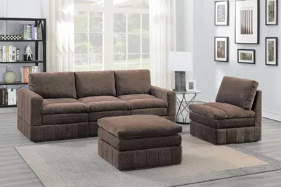 Streamdale Furniture Streamdale 5 Piece Modular Sofa Set, Mink Morgan Fabric