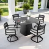 Streamdale Furniture Streamdale 5-piece Outdoor Dining Set, 44" Sintered Stone Table & Swivel Rockers, Sunbrella Cushions