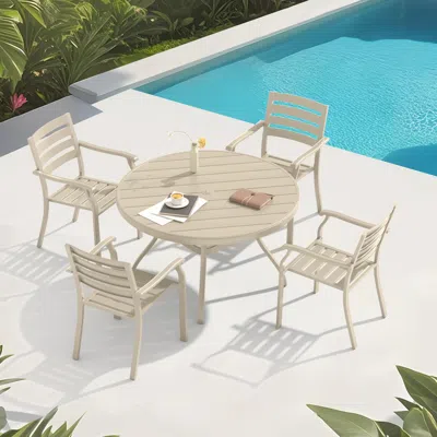 Streamdale Furniture Streamdale 5-piece Outdoor Patio Dining Set, Metal Table & Chairs