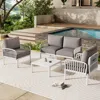 Streamdale Furniture Streamdale 5-piece Patio Set, Modern Outdoor Sectional With Coffee Table, Cushions, White & Gray