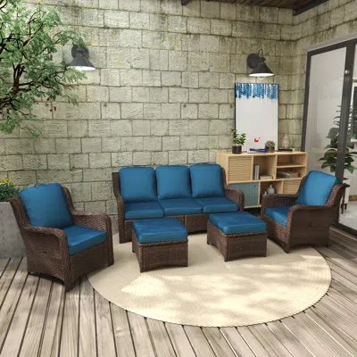 Streamdale Furniture Streamdale 5-piece Rattan Sectional Couch, 2 Chairs, 2 Ottomans (67 Characters)