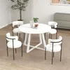 Streamdale Furniture Streamdale 5-piece Round Dining Set, Trestle Dining Table With 4 Boucle Chairs