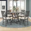 Streamdale Furniture Streamdale 5-piece Round Dining Table And 4 Fabric Chairs With Special-shaped